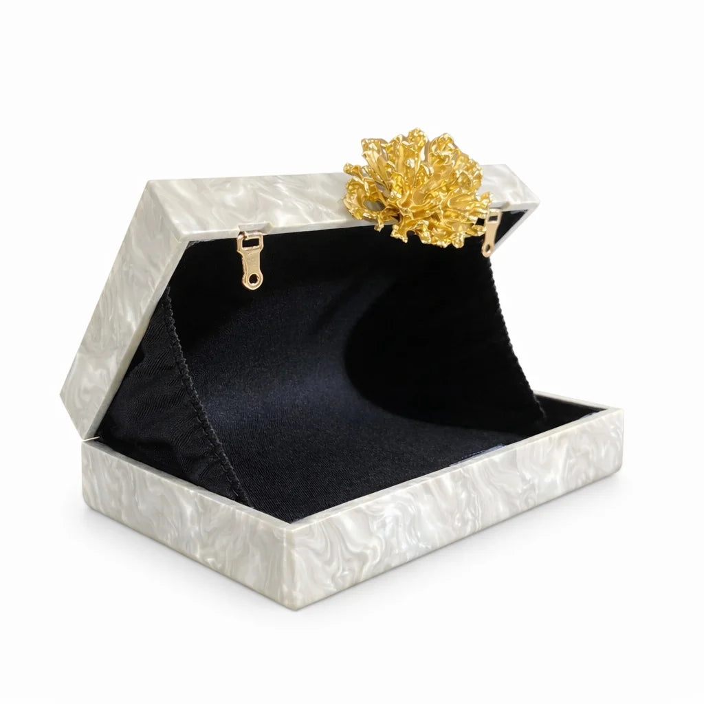 Women Luxury Acrylic Box Chain Clutch Bag Evening Party Handbag