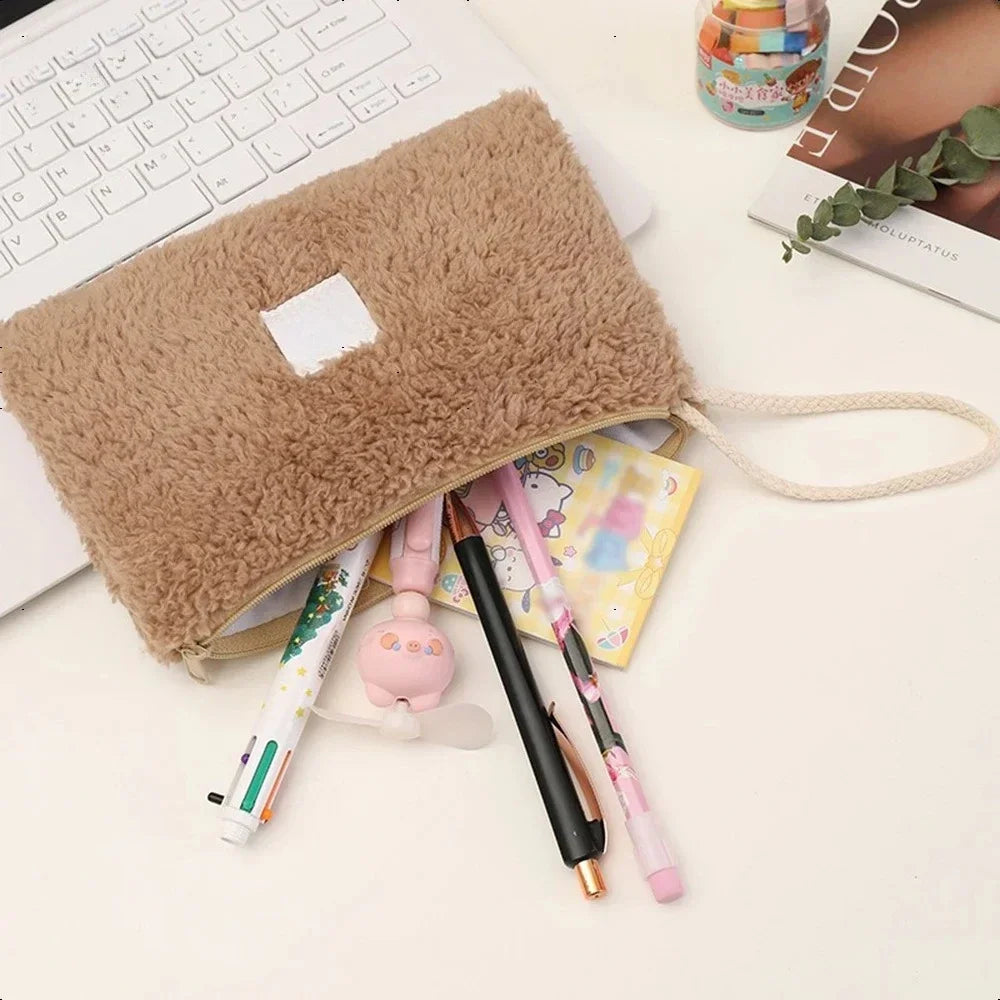 Cute Plush Travel Cosmetic Bag Large Capacity Makeup Organizer