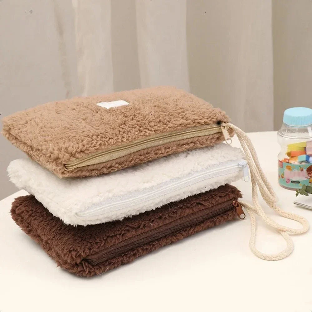 Cute Plush Travel Cosmetic Bag Large Capacity Makeup Organizer