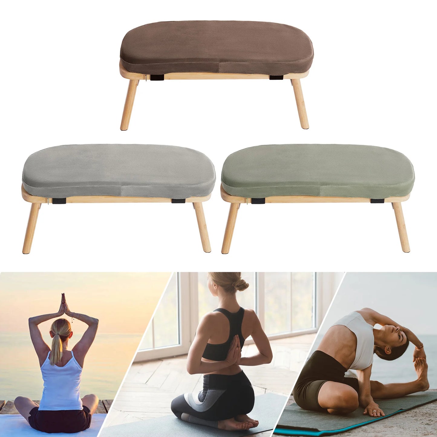 Bamboo Foldable Meditation Stool Freestanding Scratch Resistant