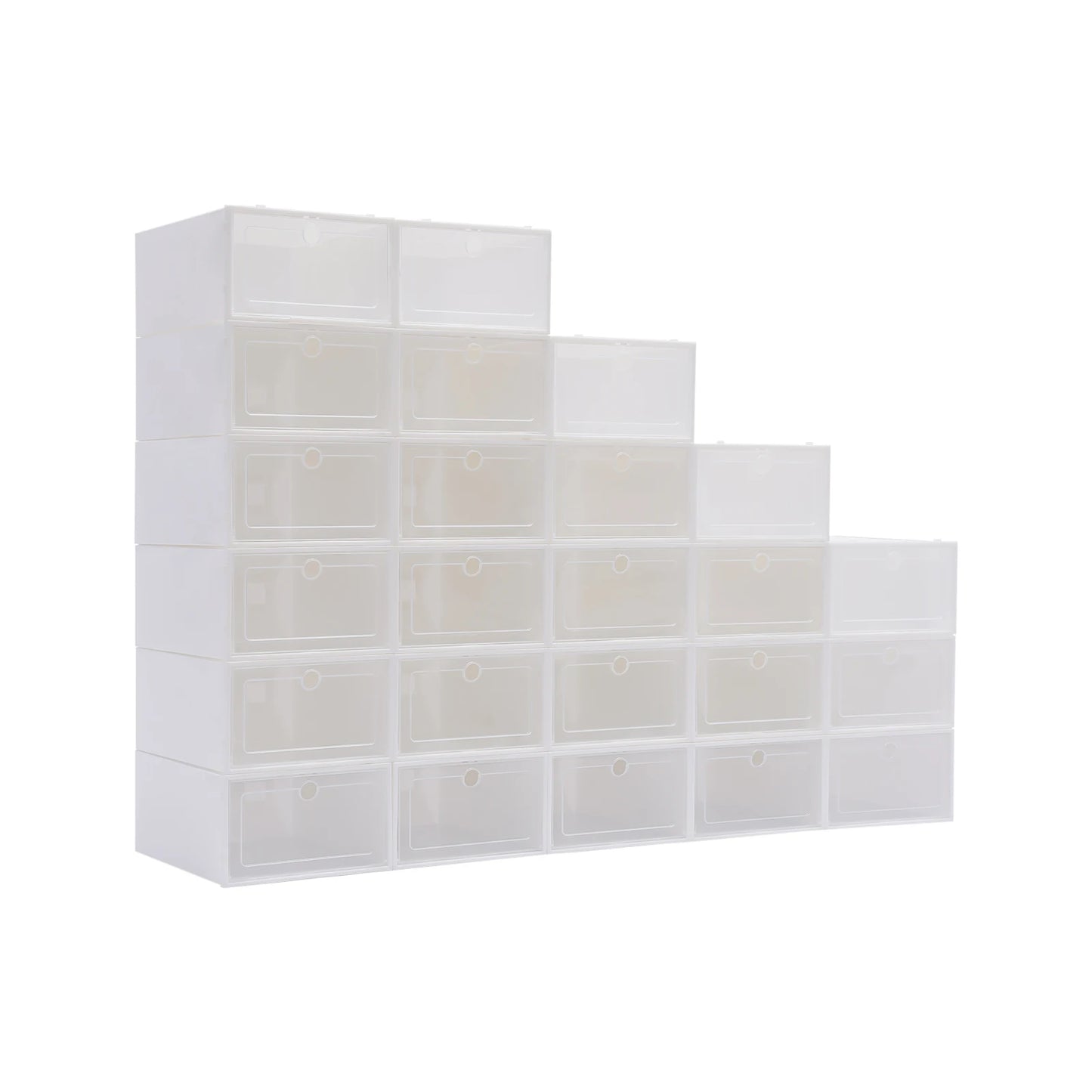 24pcs/set Transparent Plastic Shoe Case  Large Thickened Shoe Box Stackable Organizer Drawer Shoe Rack White