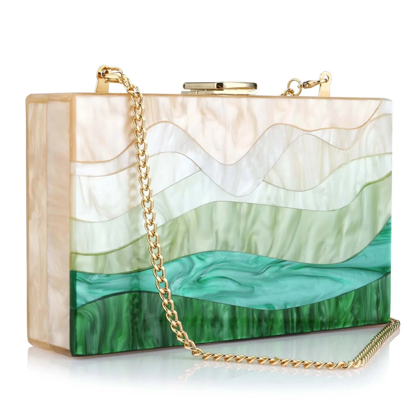 Geometric Acrylic Chain Box Clutch Evening Bag For Women Party