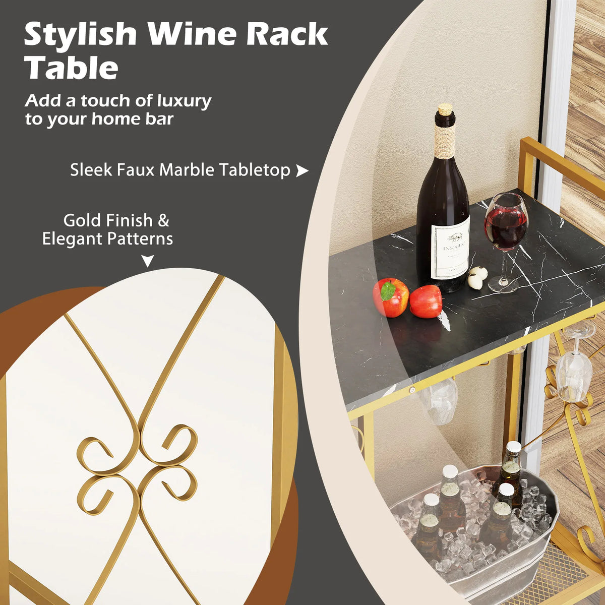 21 Bottle Wine Rack Freestanding Floor Wine Bottle Organizer with Storage Shelf