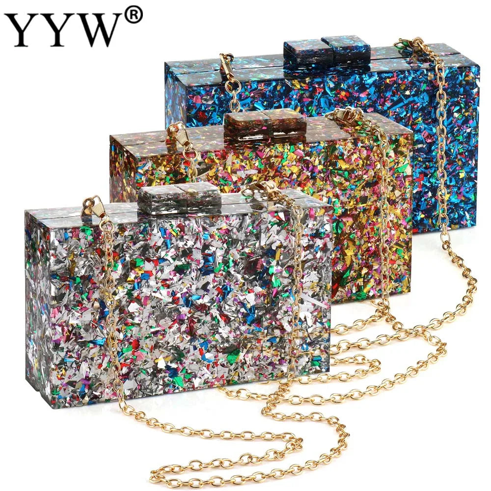 Acrylic Luxury Wedding Chain Handbag Box Clutch For Women