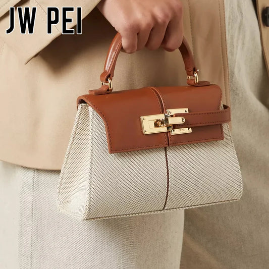 JW PEI Elise Classic Trapezoid Top Handle Bag Genuine Leather Women's Shoulder Bag Crossbody Purse Quiet Luxury Fashion Handbag