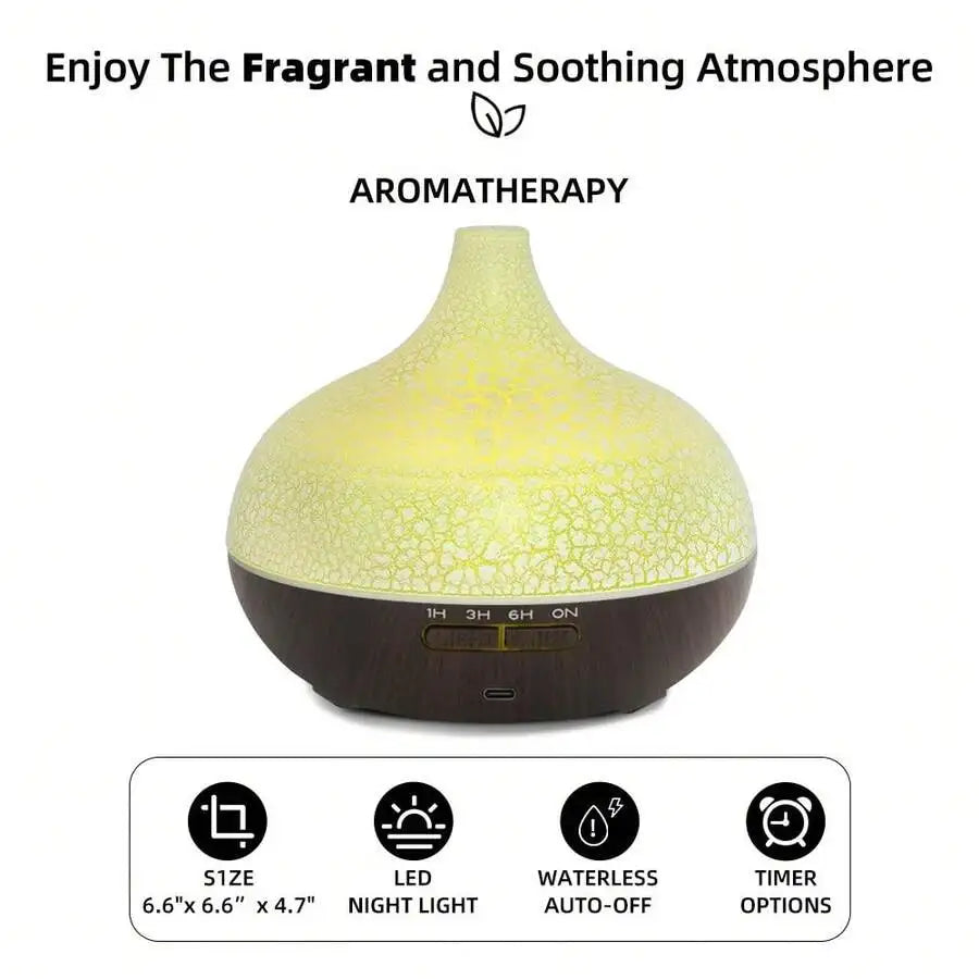 Ultrasonic Essential Oil Diffuser Crack Design Aromatherapy LED Lights