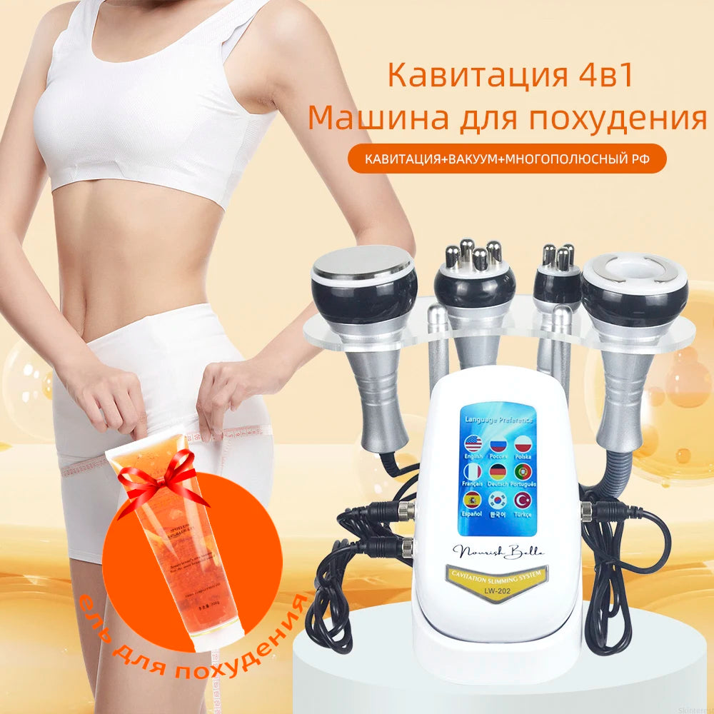 4 IN 1 40K Cavitation Ultrasonic Body Slimming Machine  Beauty Device Facial Massager Skin Tighten Face Lifting Vacuum Suction