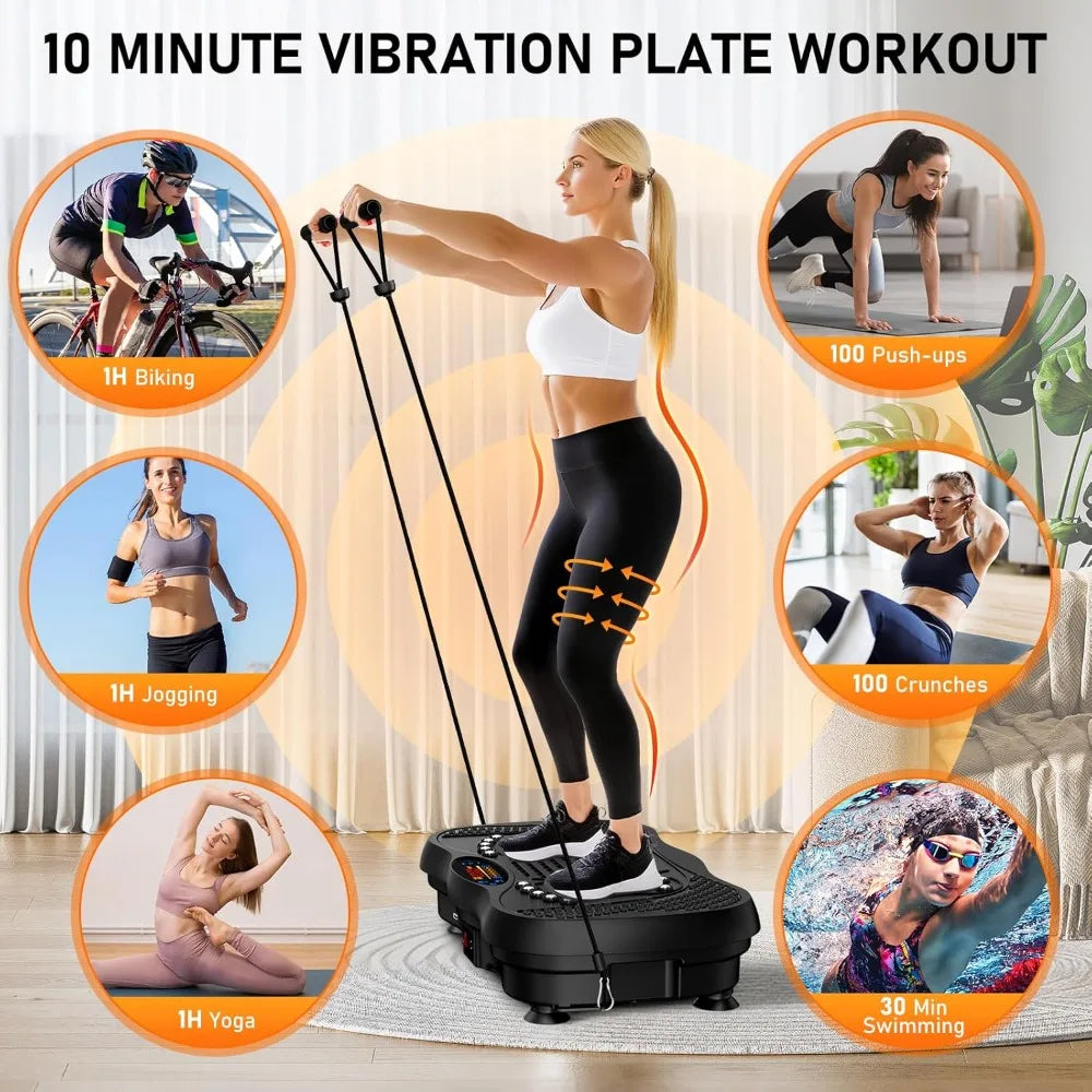 Vibration Plate Exercise Machine, 130 Levels Full Body Workout Vibrating Plate for Lymphatic Drainage Weight Loss