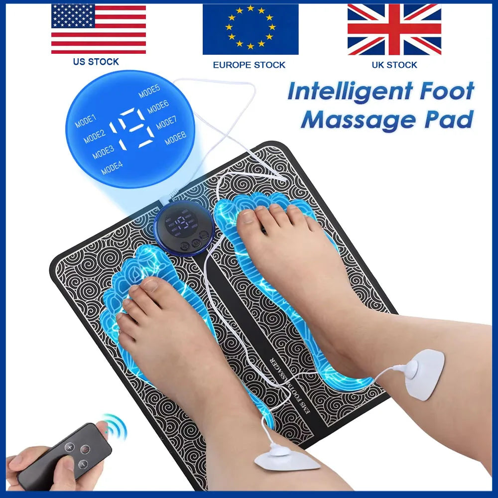 Smart EMS Foot Massger 8 Modes 19 Level Foot Massager Pad Blood Circulation Sport Home Relax Muscles Slim Legs Foot Pad