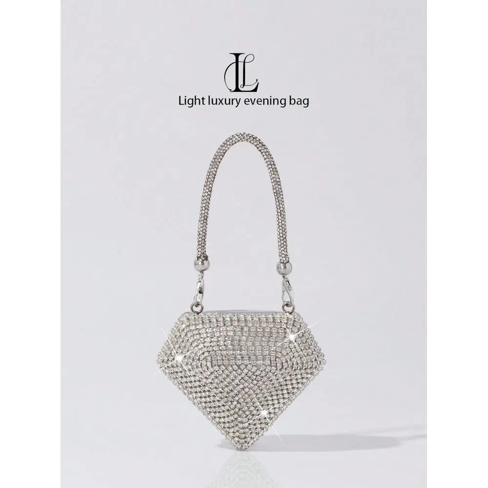 Vintage Crystal Heart Shaped Makeup Bag Clutch Purse