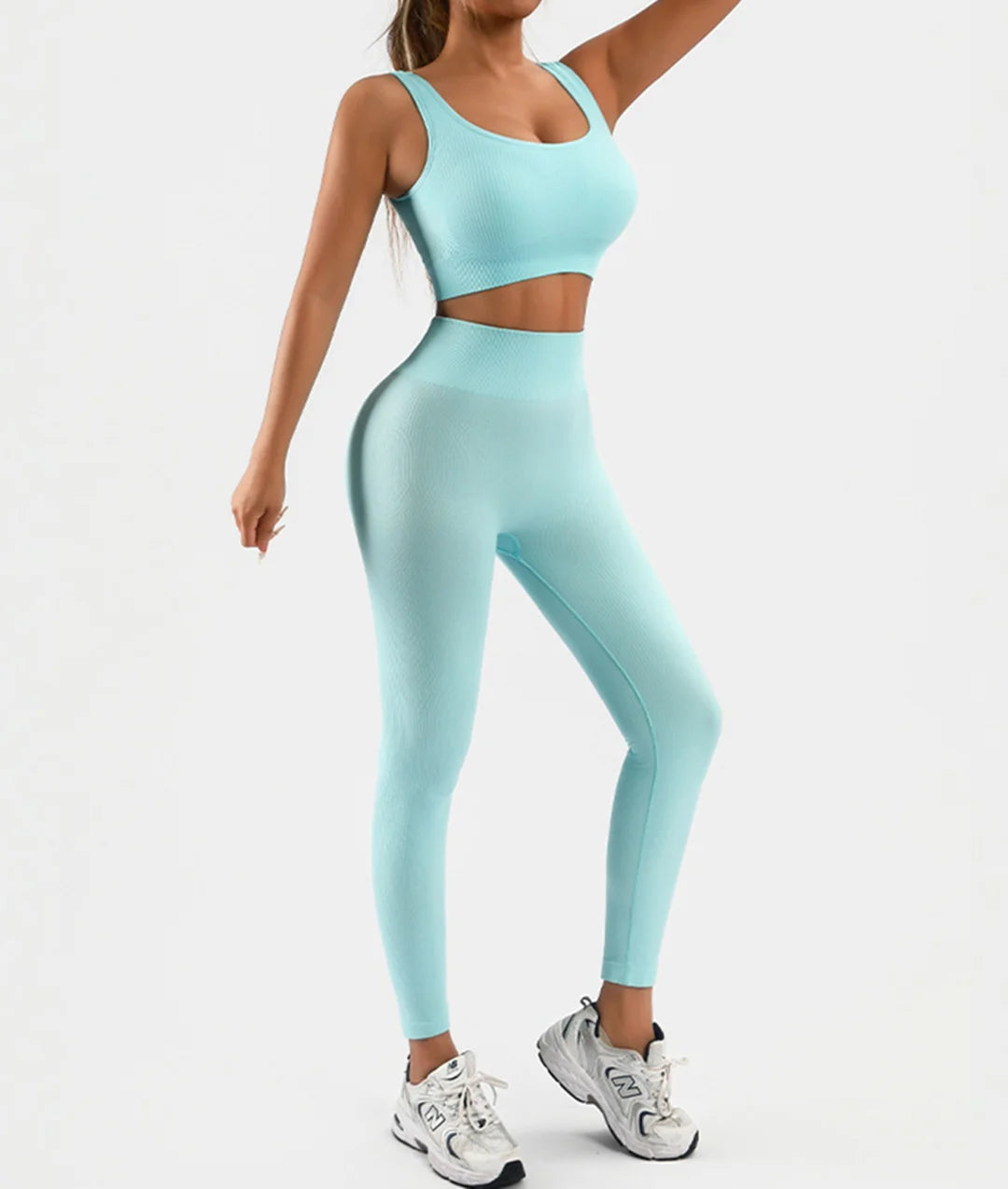 Women's Ribbed Tank 2-Piece Seamless High-Waist Workout Set