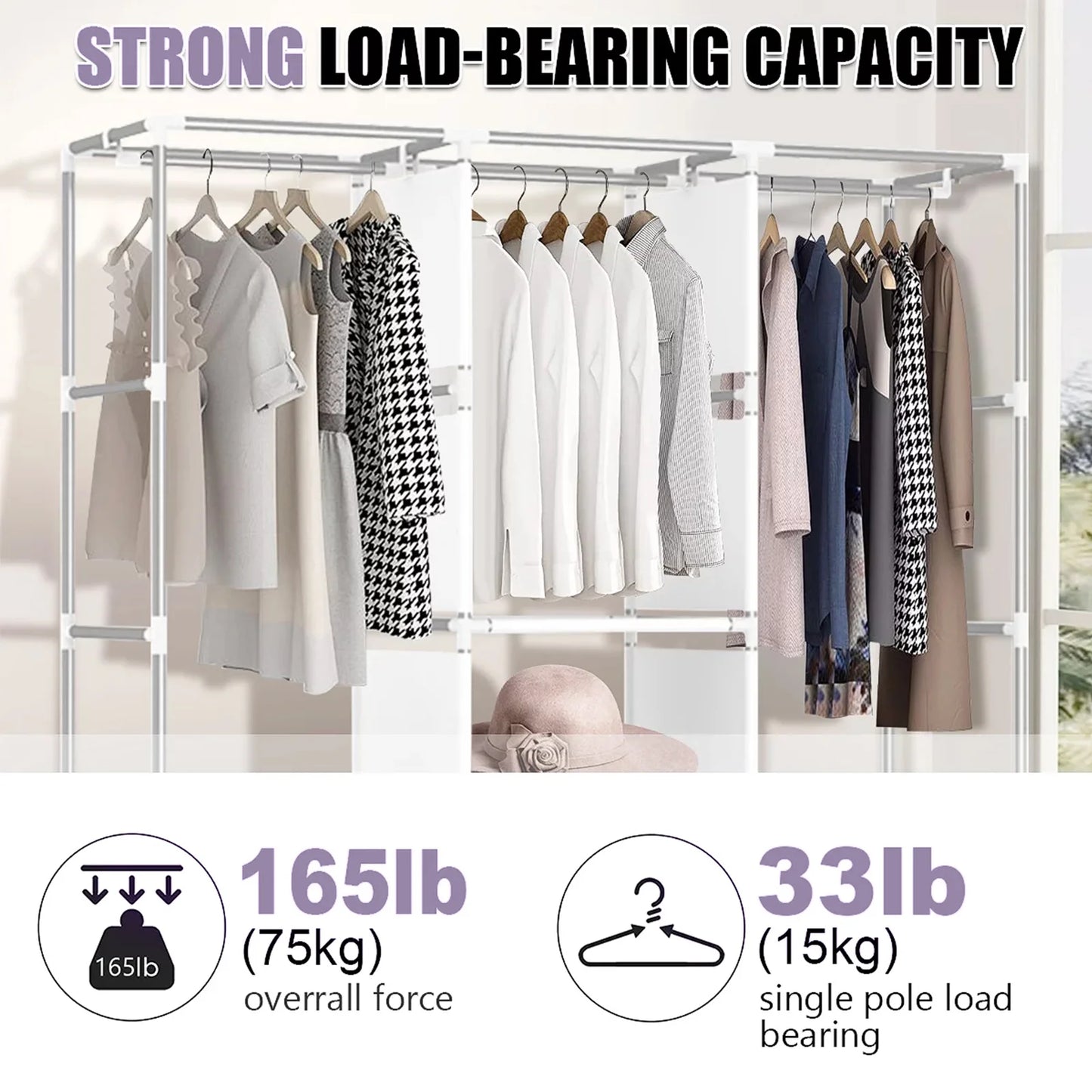 Closet Storage Portable Organizer Clothes Wardrobe Large Capacity Dustproof Non-woven Fabric Quick and Easy Assembly