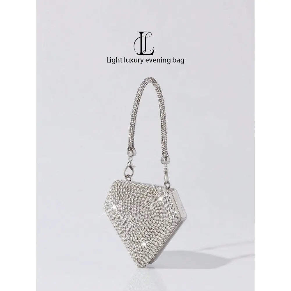 Vintage Crystal Heart Shaped Makeup Bag Clutch Purse