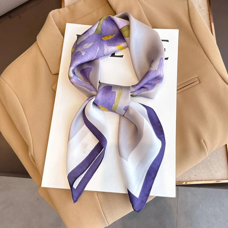 Women's Cotton Silk Satin Scarf Fashion Headband Hair Tie And Neckwear