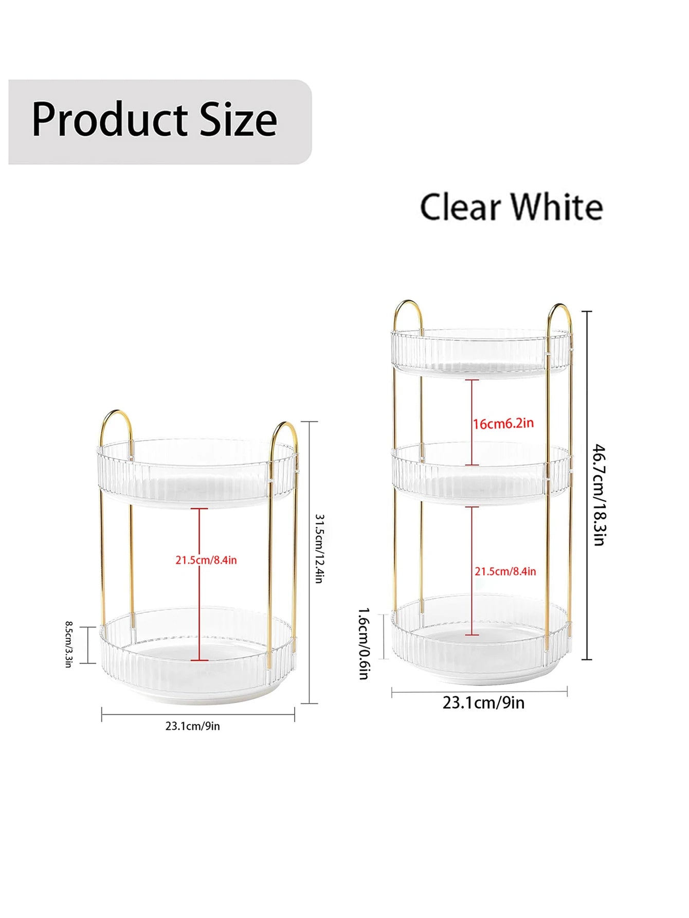 360 Rotating Makeup Organizer,3-2 Tier Large Capacity Make Up Organizers and Storage,Skincare Perfume Vanity Organizers,Bathroom Cosmetics Storage Organizer Countertop(Clear)