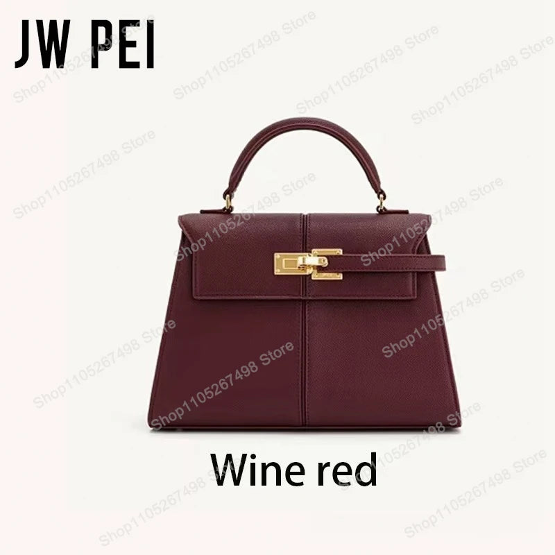 JW PEI Elise Classic Trapezoid Top Handle Bag Genuine Leather Women's Shoulder Bag Crossbody Purse Quiet Luxury Fashion Handbag