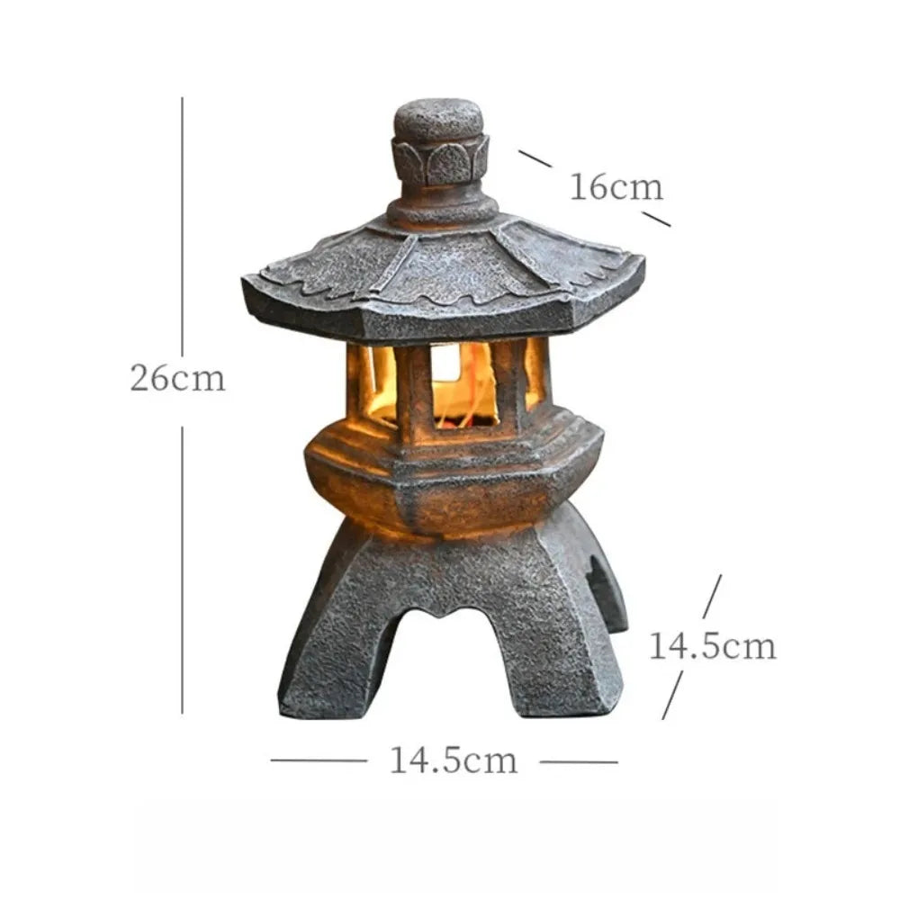 Solar Powered Garden Lamp Pagoda Sculpture Zen Palace Lantern