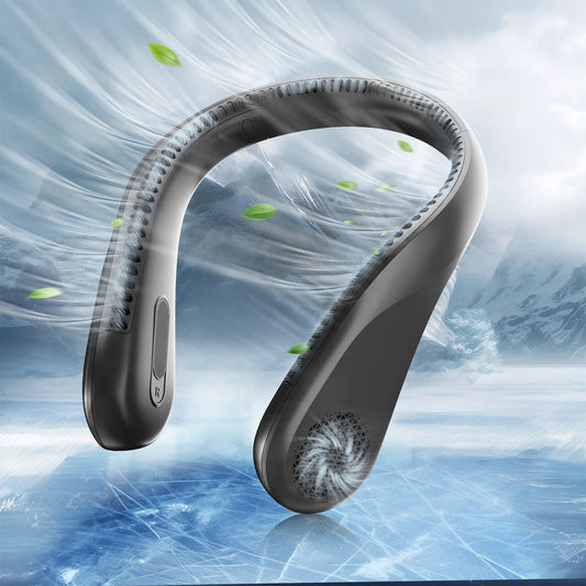 Portable Neck Fan, Rechargeable USB Powered Cooling Fan with 4 Speeds, Hands Free Bladeless, Battery Fan Lasts 4-16Hrs, Black