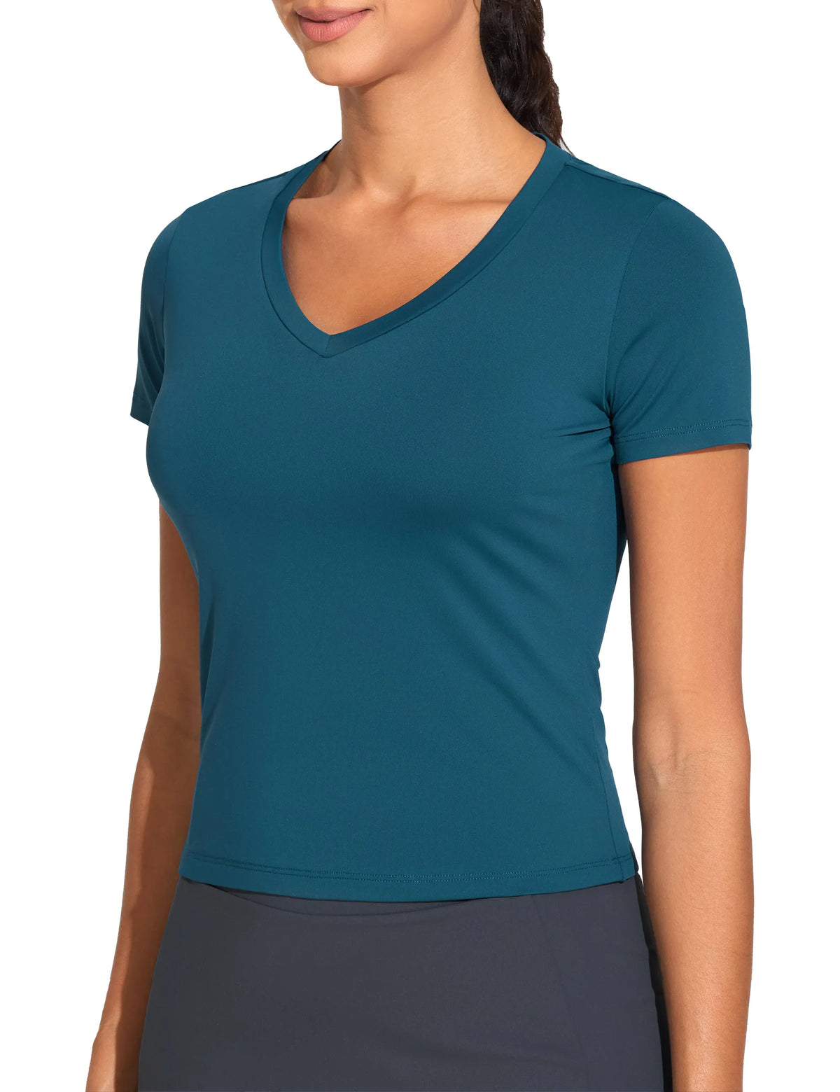 THE GYM PEOPLE Women's V-Neck Crop Workout T-Shirt For Yoga