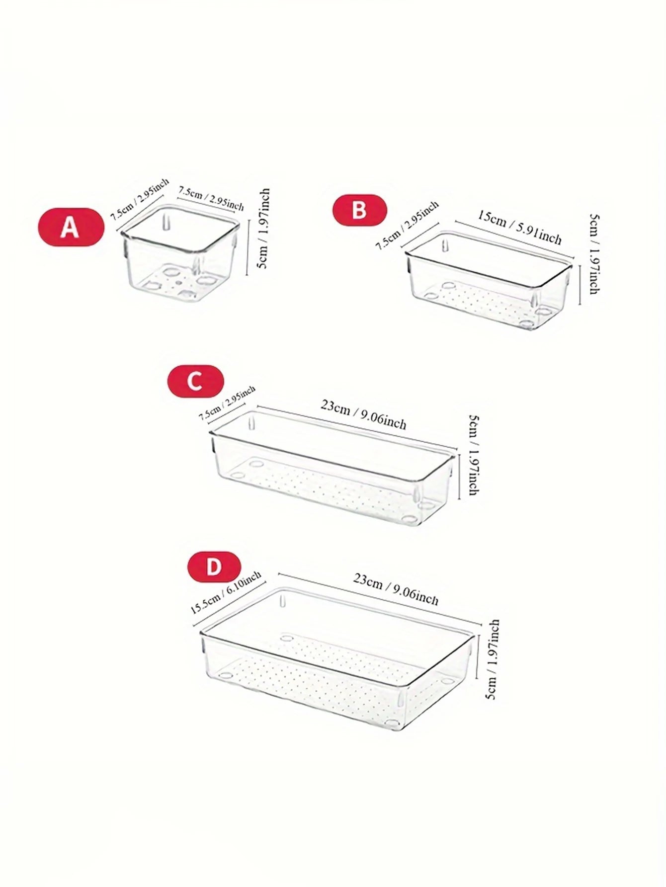 25pcs Drawer Storage Box Set, Multi-Functional Transparent Plastic Drawer Storage Set Drawer Divider Storage Box and Storage Box
