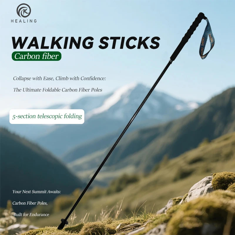 Okhealing Lightweight Telescopic Carbon Fiber Trekking And Hiking Poles