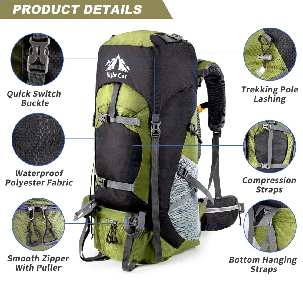 Night Cat Lightweight Hiking Backpack Unisex All Seasons Waterproof Travel
