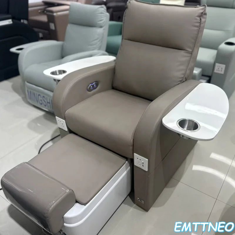 Foot Care Chair, Relaxing Massage Lying Modern Foot Spa Made of Stainless Steel Synthetic Leather Suitable for Beauty Salons