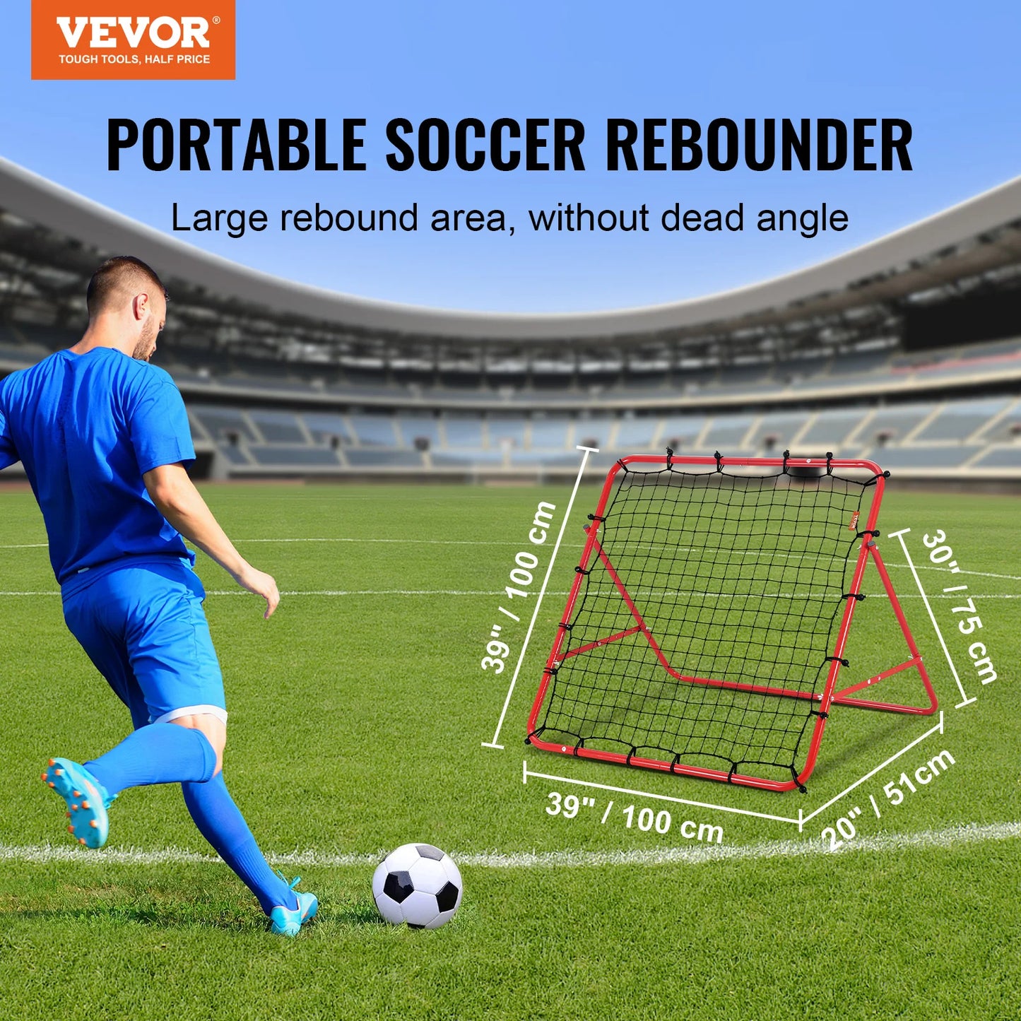 Soccer Rebounder Net Portable Training Equipment Adjustable Angles