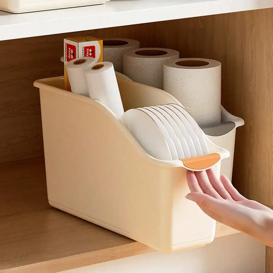 3-Piece Plastic Multi-Purpose Storage Set Curved Design Ideal For Home Organisation Perfect For Cleaning Products And Household Essentials Storage Boxes Baskets Home Organisation Containers