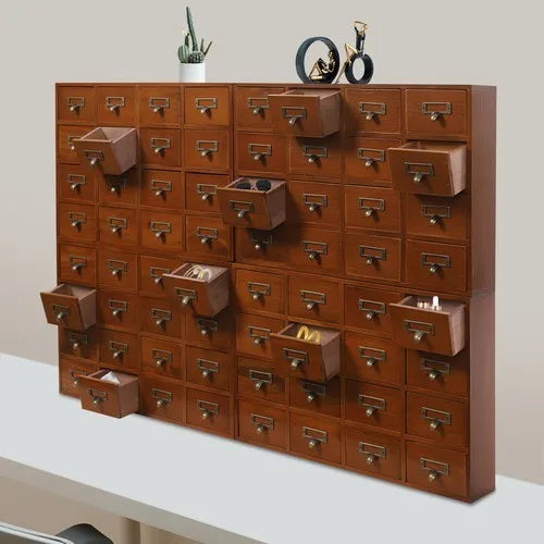 64 Drawer Storage Cabinet Pine Wood Tabletop Organizer Box for Home Office Craft Supplies Organization
