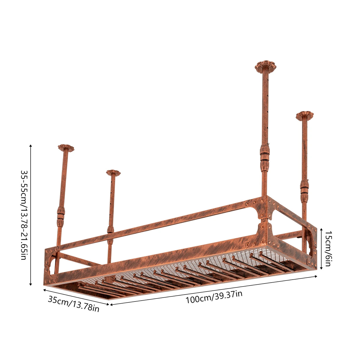 100cm Wine Rack Bar Floating Shelf Wall-Mounted Wine Rack Ceiling Mount Liftable for Hold Wine Bottles Shot Glasses Plants Recipes Home Decor Kitchen Accessories Foldable Dish Towels Photo Frames