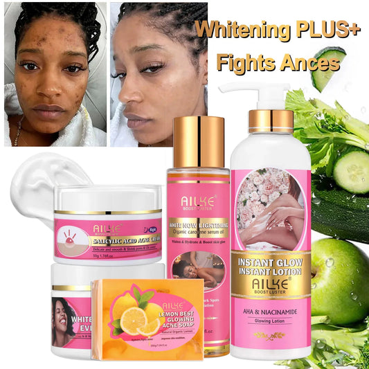AILKE Skin Glowing Set for Women, Moisturizing, Brightening, Nourishing, Smooth, Anti Acne, Skin Radiant Kit With Niacinamide