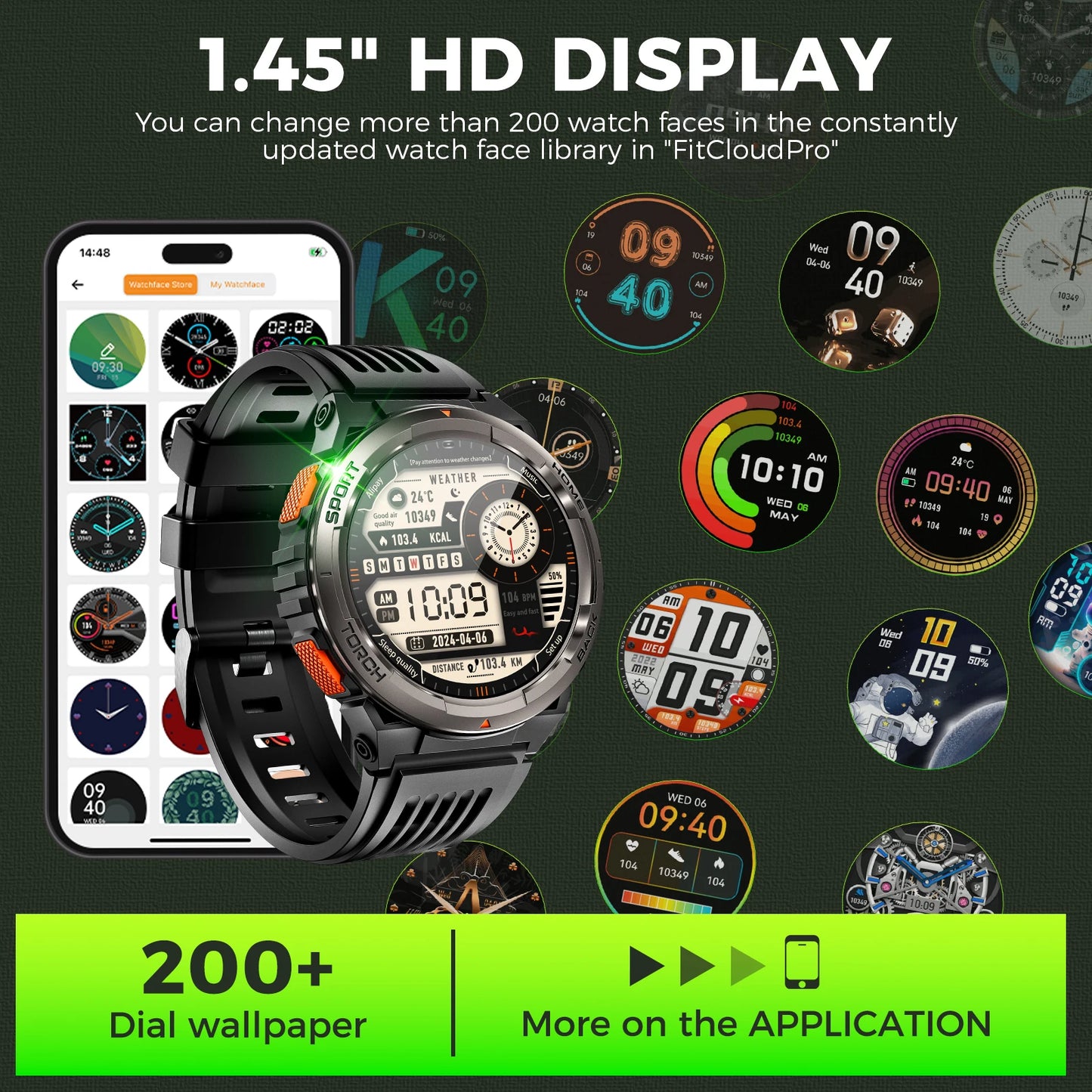 EIGIIS KE5 Smart Watch 3ATM Waterproof Compass Altitude Barometer Flashlight