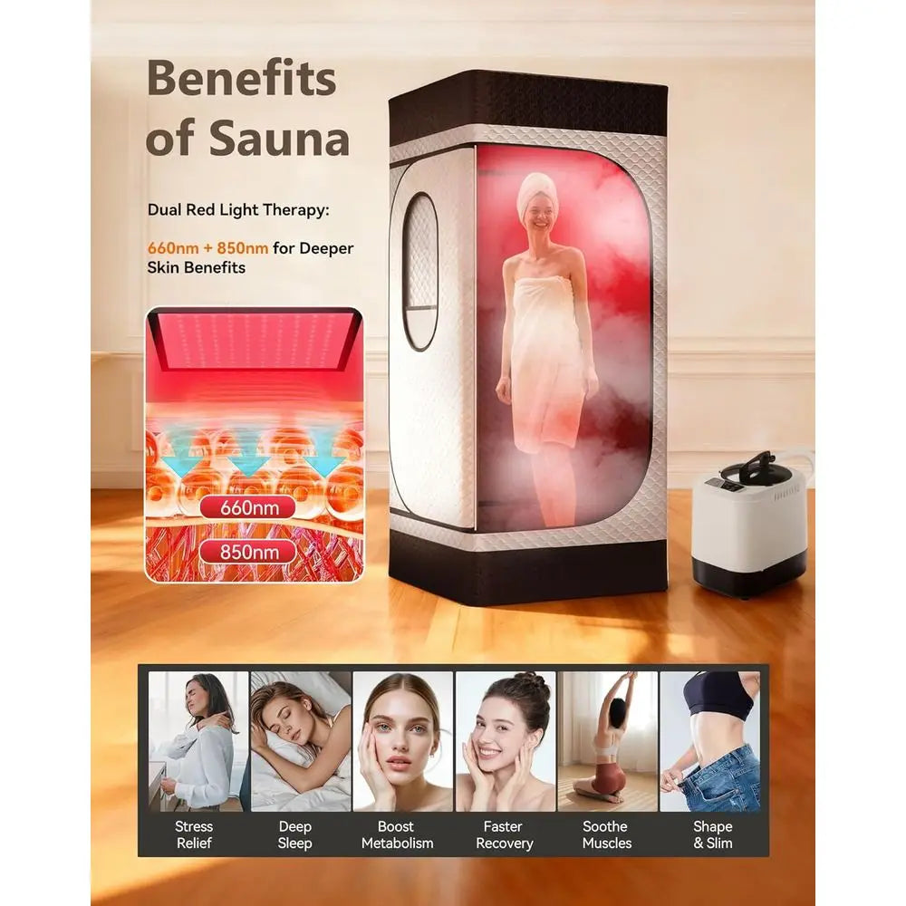 Portable Infrared Sauna Box With 1200W Steamer And 9 Levels