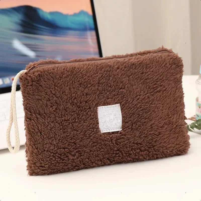 Cute Plush Travel Cosmetic Bag Large Capacity Makeup Organizer