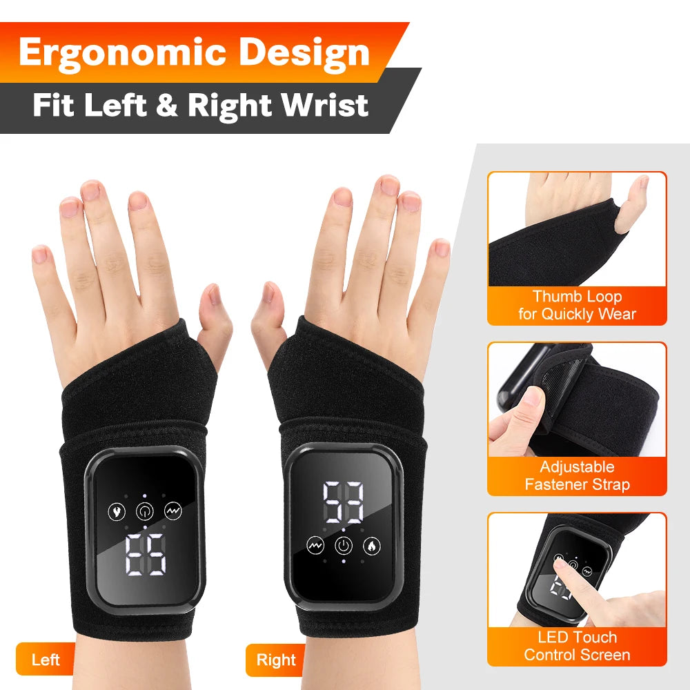 AGDOAD Electric Heating Wrist Massager With Brace For Relief