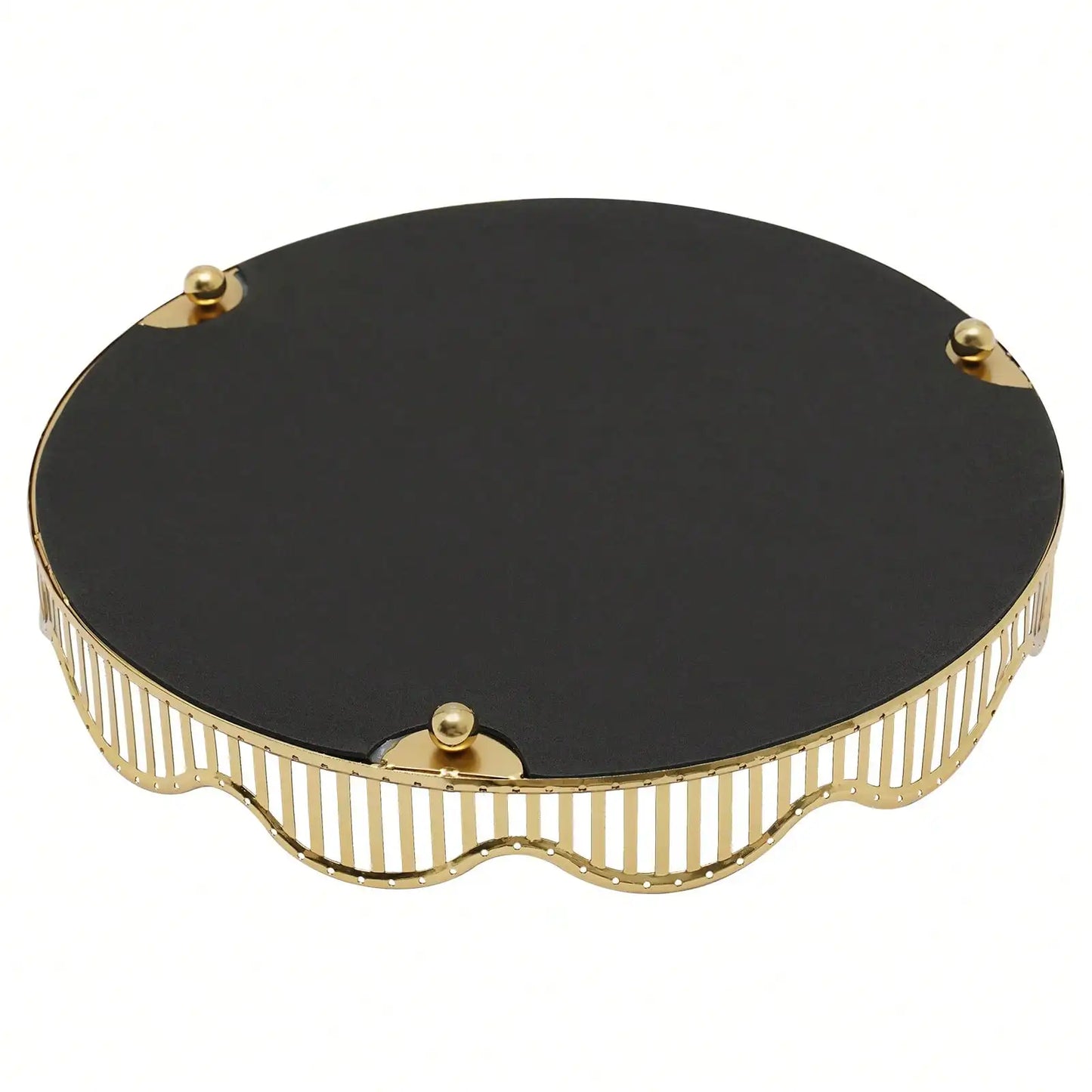 Round Glass Decorative Storage Tray, Multi-Purpose Vanity Organizer Tray for Bathroom Countertop, Jewelry Perfume Cosmetics Display Holder for Bedroom Living Room