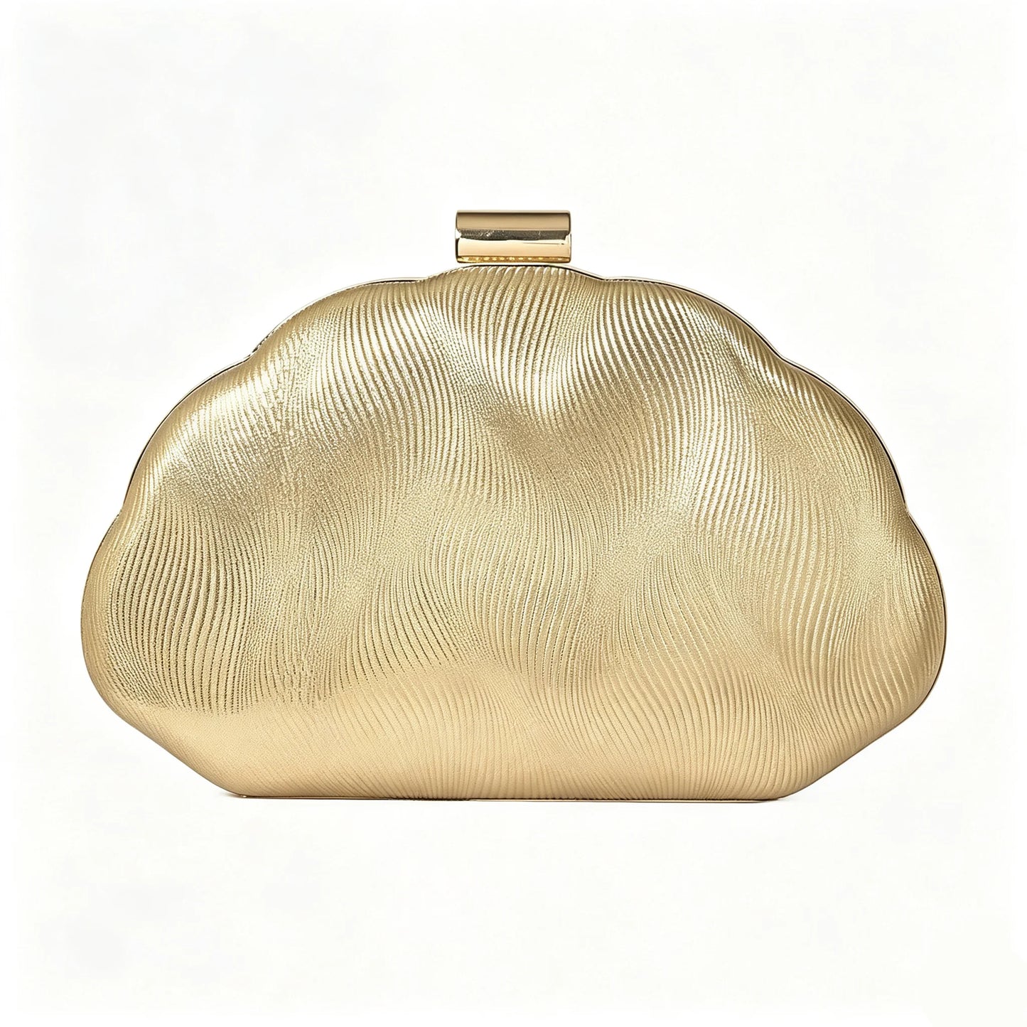 Women Metallic Cloud Shape Evening Clutch Handbag With Chain