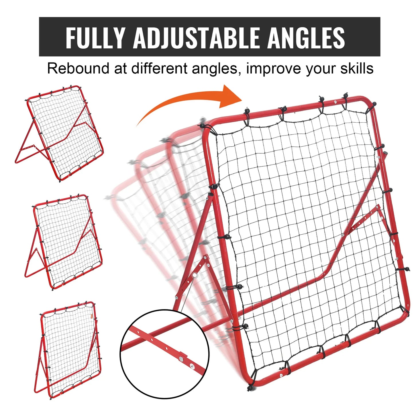 Soccer Rebounder Net Portable Training Equipment Adjustable Angles