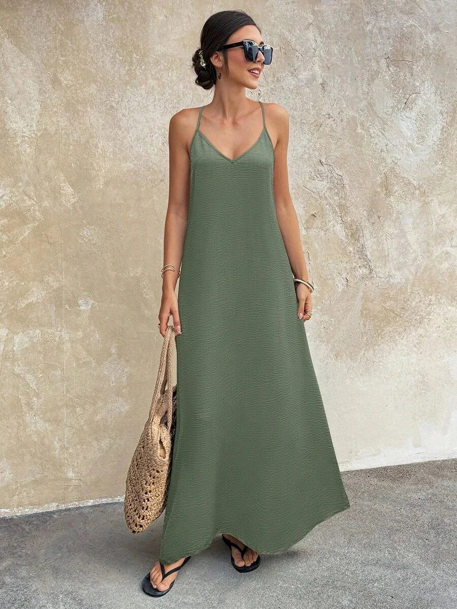 Women's Solid Strapless Backless Elegant Polye Dress