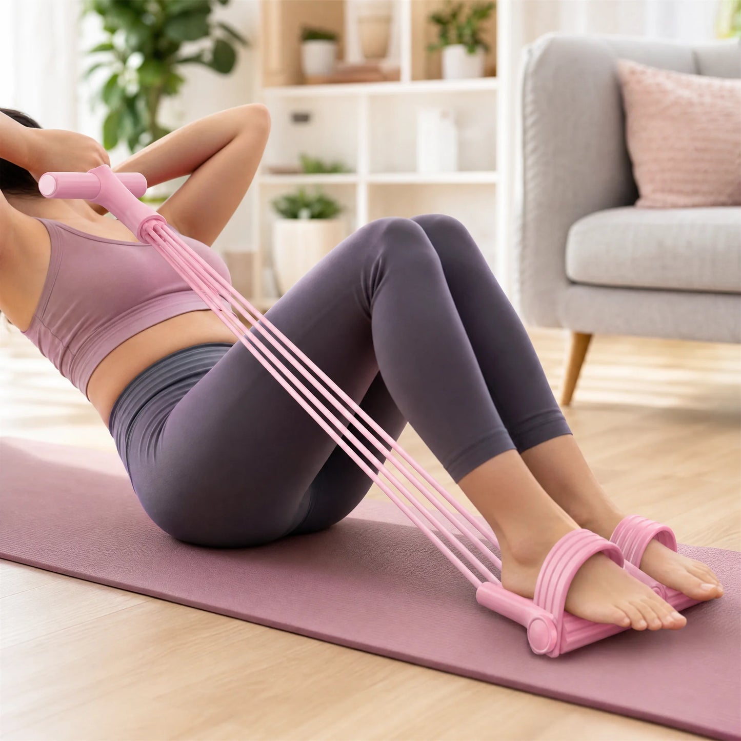 Six Tube Resistance Band Pedal Trainer For Home Strength Training