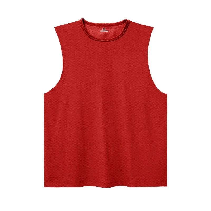 Summer Ice Silk Running Vest Men Sports Fitness Sleeveless T-shirt Quick-dry Mesh Gym T-shirt Breathable Plain Lovers Clothing