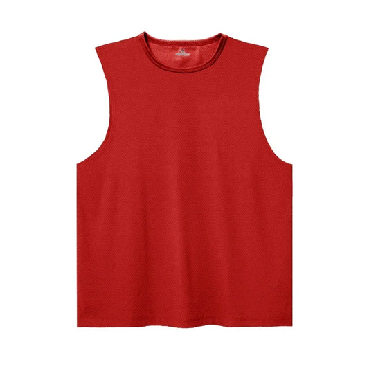 Summer Ice Silk Running Vest Men Sports Fitness Sleeveless T-shirt Quick-dry Mesh Gym T-shirt Breathable Plain Lovers Clothing