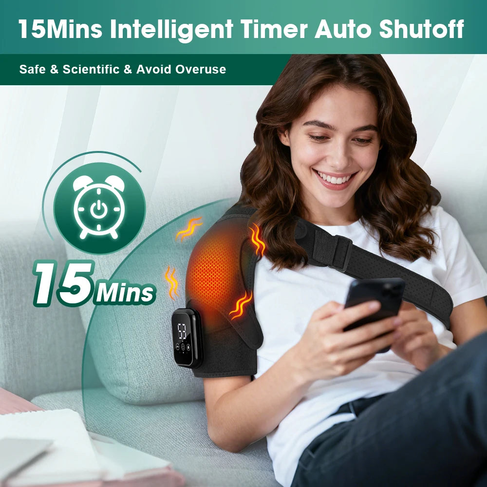Pastsky Rechargeable Heated Shoulder Massager With Touchscreen And Timer