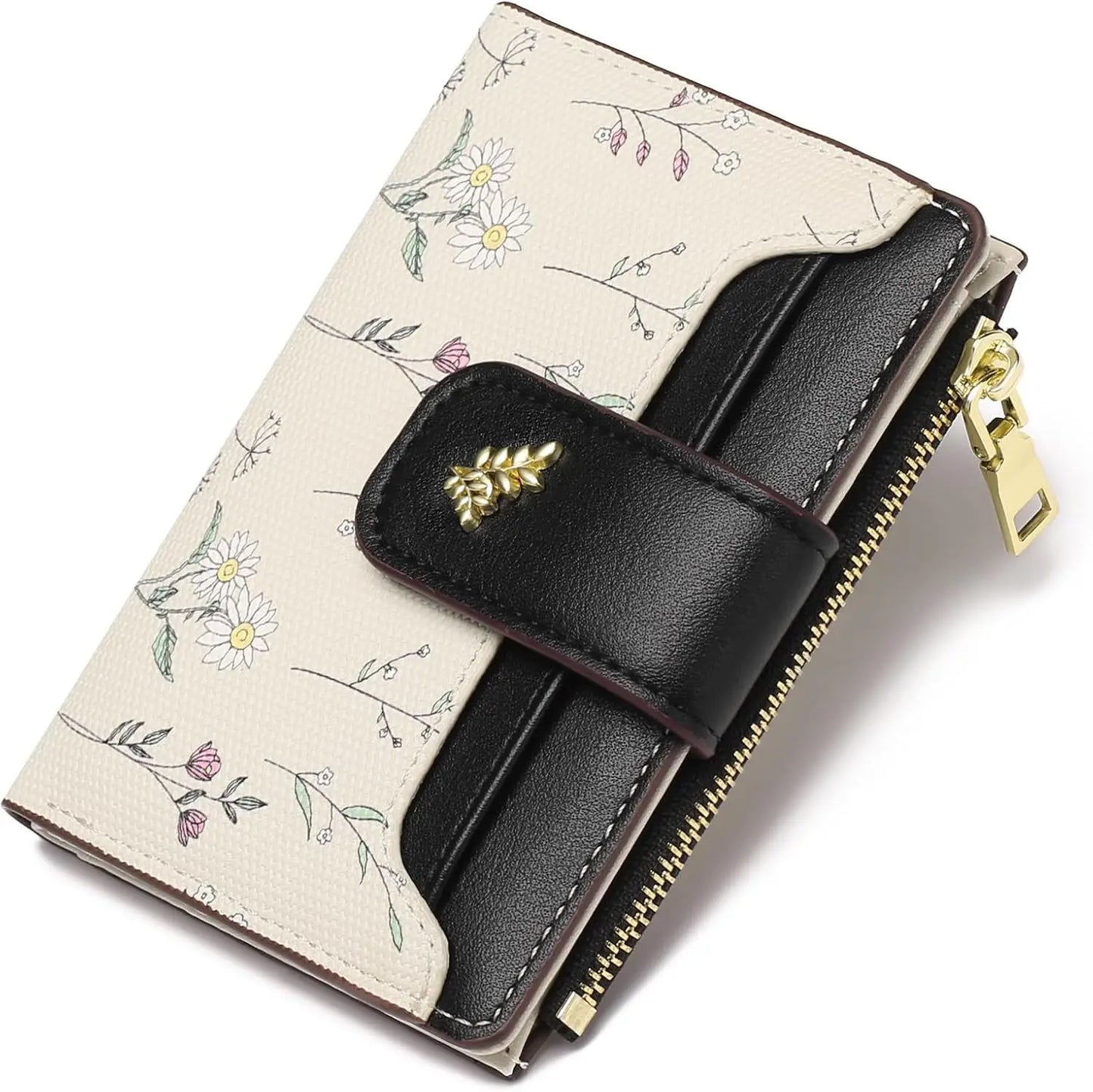 Foldable Synthetic Leather Zipper Coin Purse With Card Holder