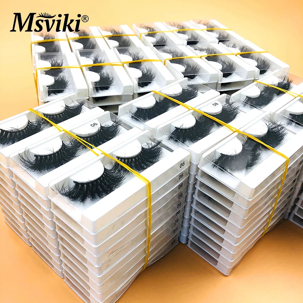 Messy 3D 5D Mink Lashes Bulk Wholesale Fluffy 22-25MM Mink Eyelashes Box Package Handmade Thick False Eyelashes Supplies Makeup