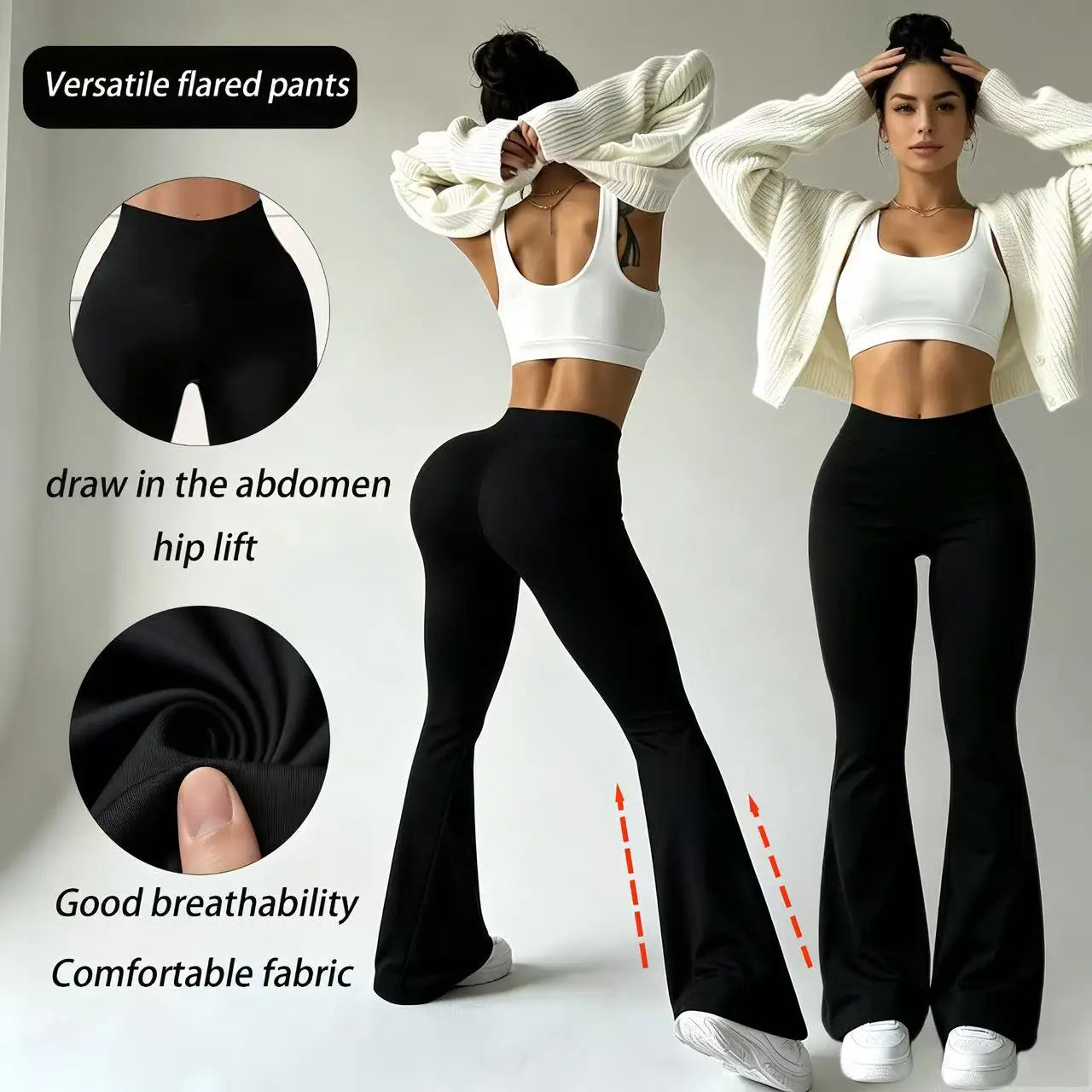 Women's High Waist Bell Bottom Pants For Yoga And Running