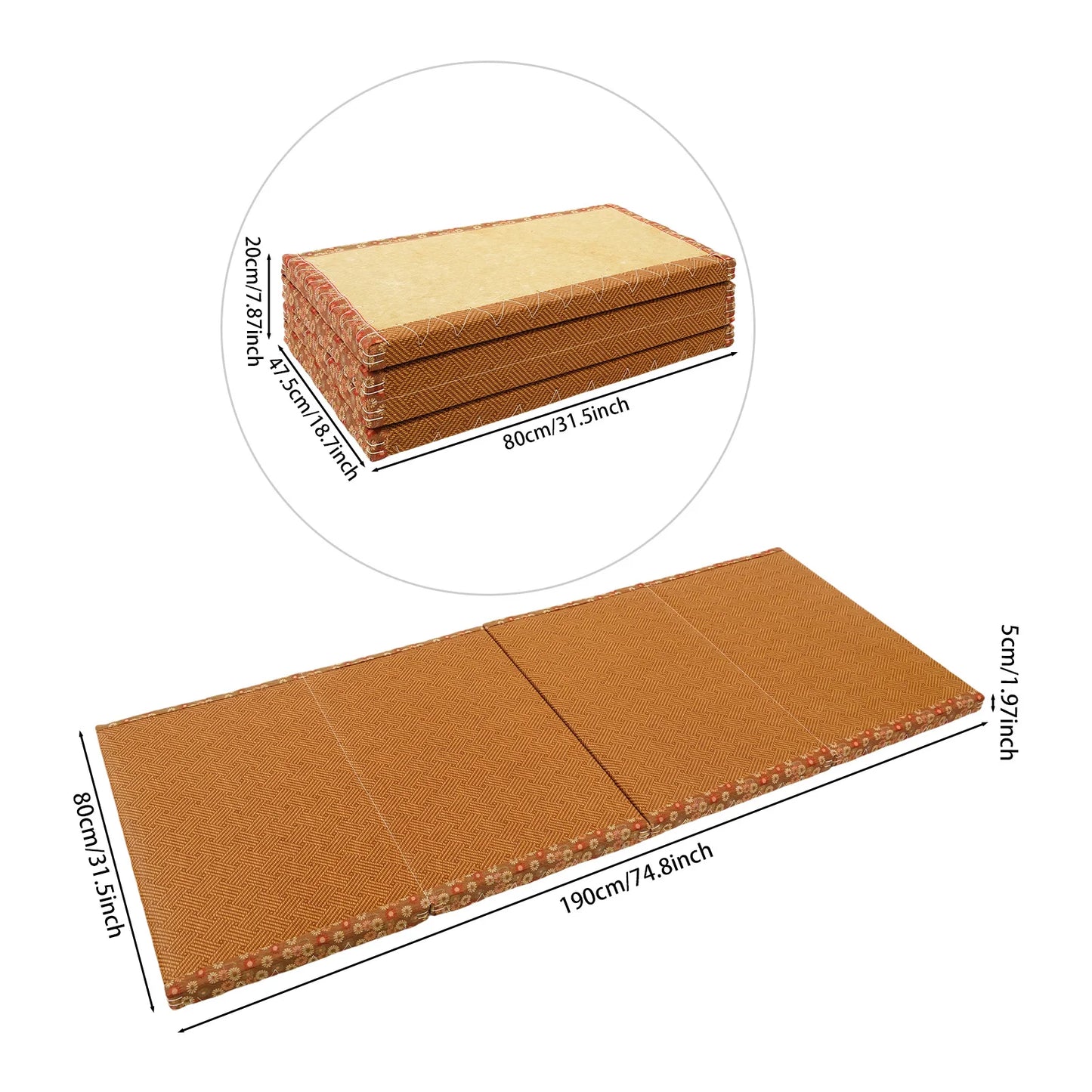 Artificial Rattan Foldable Floor Mattress For Meditation And Living