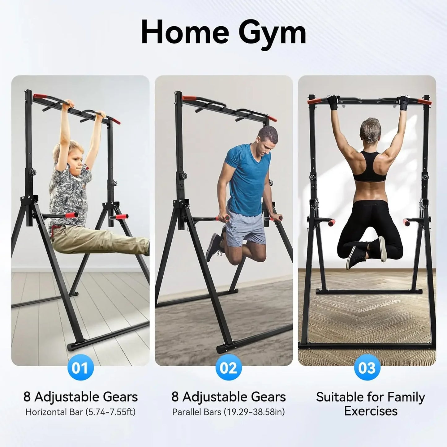 Powerful Tower Pull Up Bar Dip Station For Home Gym