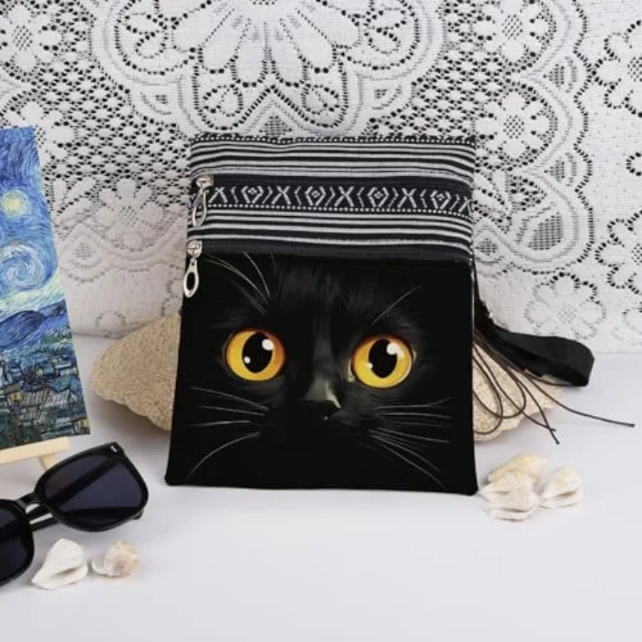 Cat Print Messenger Bag With Adjustable Strap For Travel